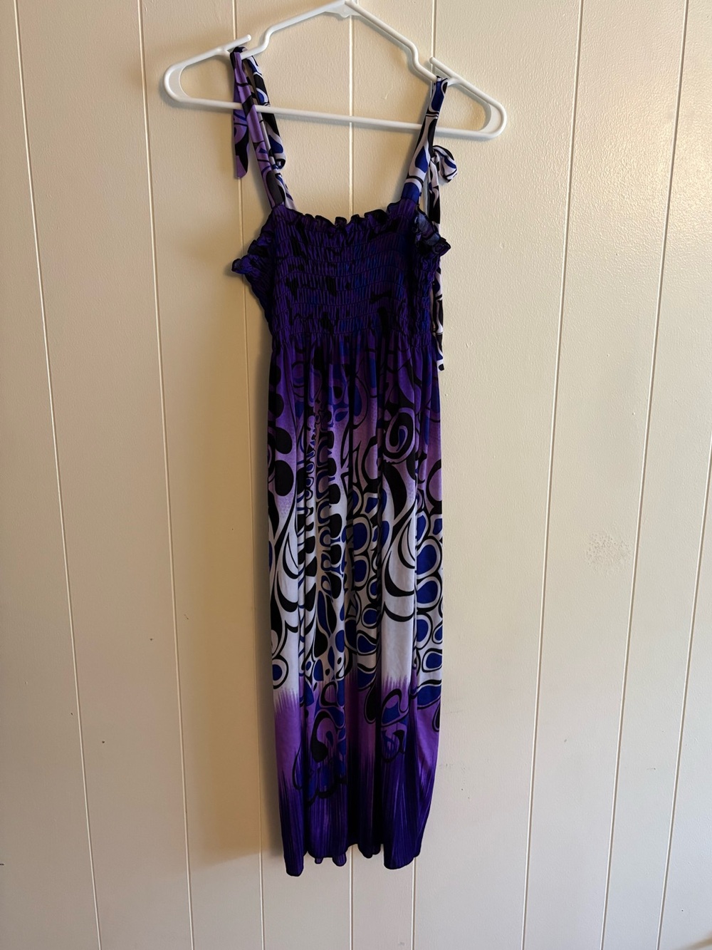 FC Purple Ombre Smocked Sundress With Tie Straps